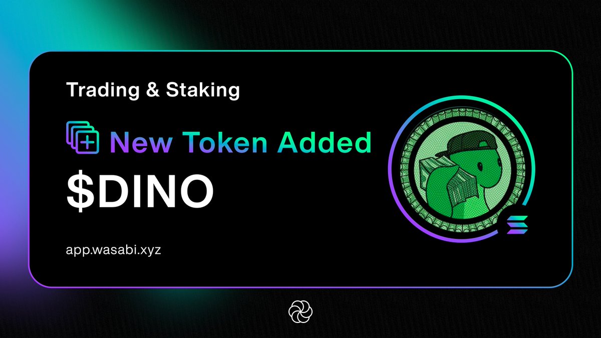 Wasabi Vault for <a href="/Solana_Dino/">Dino</a> is live 🦖

Stake $dino to earn yield and LP points boost 🟢

Remember that even the smallest creatures can have big adventures