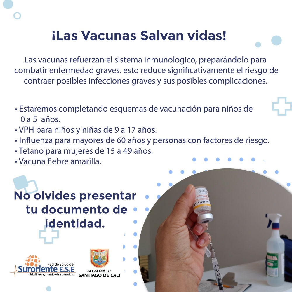 Este sábado 25 de enero, participa en la Primera Jornada Nacional de Vacunación. Es el momento perfecto para proteger tu salud y la de tu familia desde el inicio del año.

📍 Puntos habilitados:
🏥 IPS Hospital Carlos Carmona Montoya
🏥 IPS Mariano Ramos
🕗de 8 a.m. a 3 p.m.