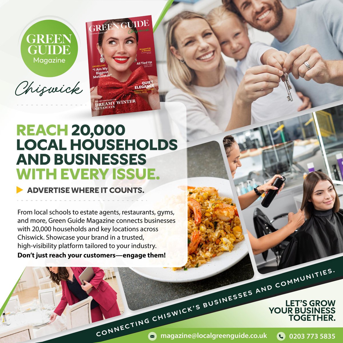 GreenGuide_Mag's tweet image. Discover the power of hyper-local advertising with Green Guide Magazine. Showcase your business to a trusted audience across #Chiswick, including schools, gyms, restaurants, estate agents, and more.

#chiswickw4 #w4 #westlondon#chiswickmums #chiswickhouse #chiswickliving