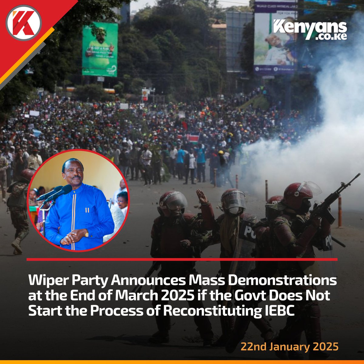 captaingeralds's tweet photo. Wiper Party announces mass demonstrations at the end of March 2025 if the government does not start the process of reconstituting IEBC

#formIEBC https://t.co/j5NG6o83GI