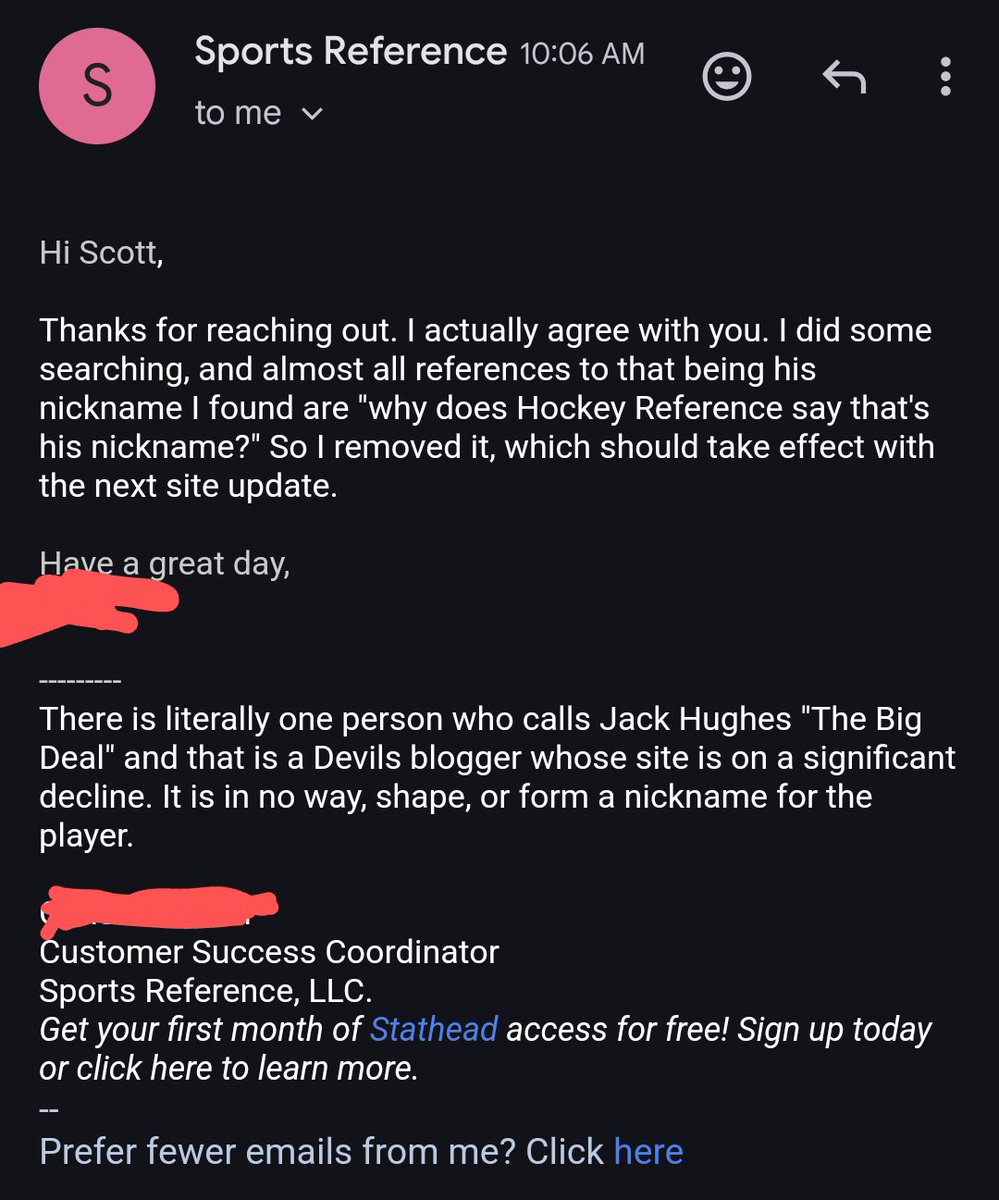 This week I learned that if you submit changes to biographical stuff on the Sports Reference pages they actually listen.  #NJDevils