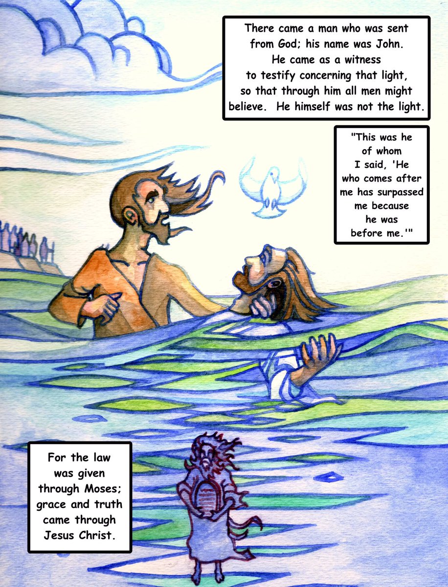 From John Chapter 1 #geoffphillipsart #scriptureart #saskatchewanartist #artworkoftheday #artwork #art #Jordan #JohnTheBaptist #GospelOfJohn #bible #bibleart #watercolor #watercolorpainting