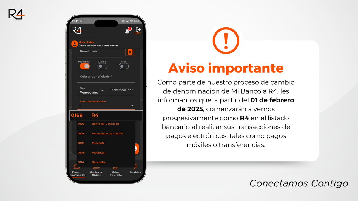 ¡Prepárate para una nueva era!

Conectamos Contigo

#R4banco #r4 #pagomóvil #transferencia #bancavenezolana #bancayfinanzas