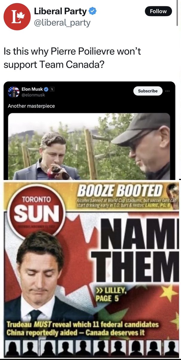 myabradshaw78's tweet photo. It’s hilarious that the Liberals are calling out Pierre to join Team Canada when the Liberals never did. If the Liberals want to join Team Canada Call the Election and Name the traitors. https://t.co/SfRk6MN2cb