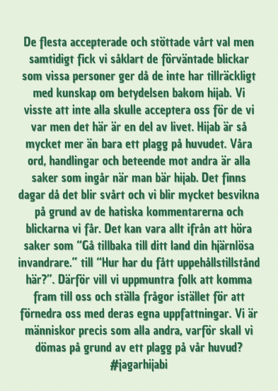 JagArHijabi's tweet photo. ”Hijab är så mycket mer än bara ett plagg på huvudet” #jagarhijabi https://t.co/3WNhWBmT5J