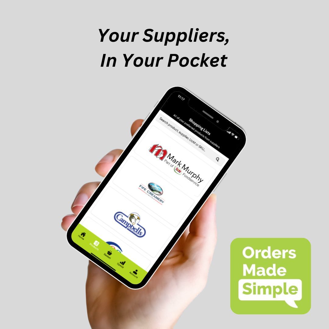 Manage all your hospitality suppliers in one place - stored in your pocket. Simplify ordering and save time with Orders Made Simple. 📲 Visit buff.ly/3OlppmL to learn more! #HospitalitySolutions #OrdersMadeSimple