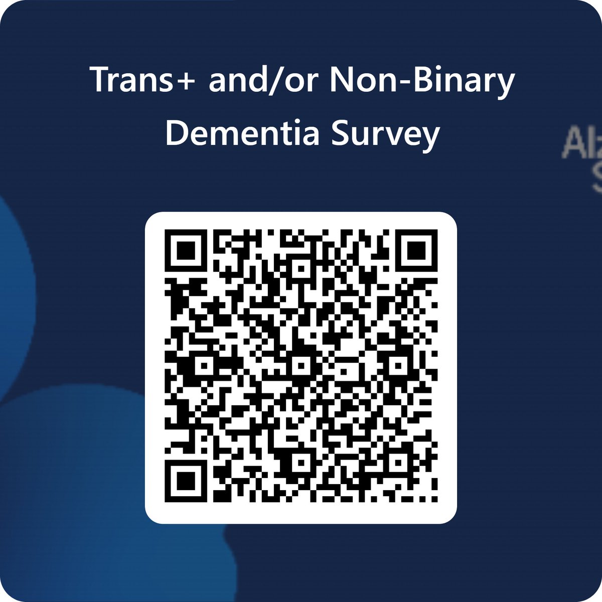 🌈 Share Your Voice 🌈

The Alzheimer’s Society is running an anonymous survey for trans+ and non-binary people, or anyone who has supported them through dementia.

Your input will help improve care and support.

📷 Scan the QR code to take part.

Thank you! #Inclusion #Dementia