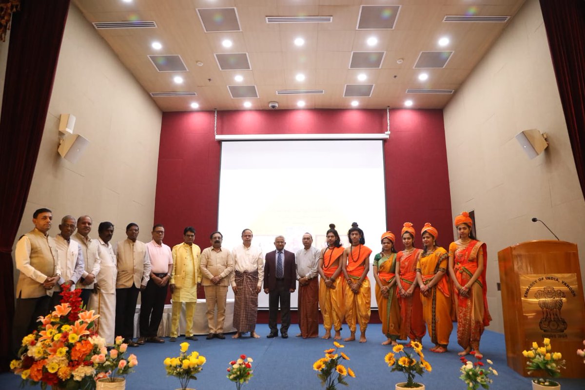 IndiainMyanmar's tweet photo. Under our #PCTD (Promotion of Cultural Ties through Diaspora) initiative, leading diaspora members (PBSA Awardee Dr. Ram Niwas, Hindi Sahitya Sammelan's Shri Sushil Bajoria &amp; Naliakalam Patrika's Shri E.V. Senguttuvan in Tamil) delivered lectures on Ramayan at India Centre today. https://t.co/I7WfDGxsfF