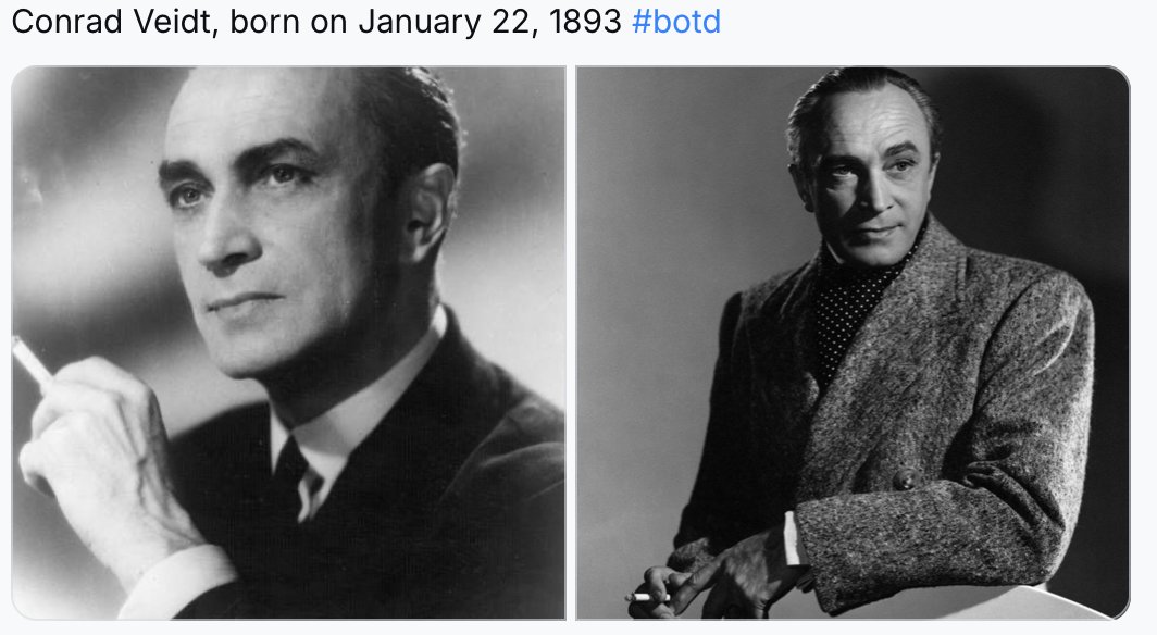 ECrowens's tweet photo. Coming in #book Number 3. #conradveidt #BOTD #bornonthisday #casablanca #germanactor #goldenageofhollywood #weimarrepublic https://t.co/eCCpcG5k6z