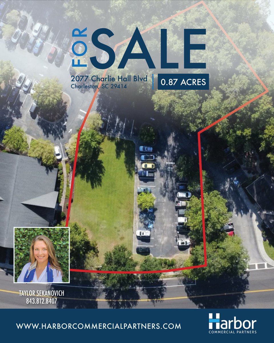 PartnersHarbor's tweet photo. For Sale! 2077 Charlie Hall Blvd is commercial land located in West Ashley. This 0.87-acre lot is pad-ready, cleared and graded, parking in place and with all utilities to site. 
Contact Taylor today for more information!
#forsale #commercialrealestate #CharlestonRealestate https://t.co/tehXnT6gOT