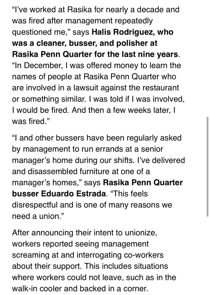 amanduhgomez's tweet photo. .@UHLocal25, on behalf of multiple Rasika workers, calls for a James Beard Award ethics investigation into Knightsbridge. The restaurant group should not be claiming recognition for integrity in restaurant operations due to its treatment of workers.

See press release: https://t.co/nuCcoMjn6U