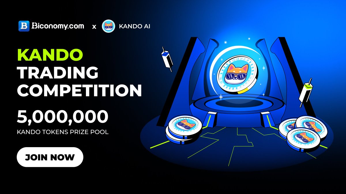 BiconomyCom's tweet photo. 🚀 #KANDO Trading Competition, Share 5,000,000 $KANDO !🚀
To give back to our global community, we are excited to announce the @KANDO_AI Trading Competition with a total prize pool of up to 5,000,000 $KANDO !💎
📅Activity time: 01/23/2025 00:00 – 02/15/2025 00:00 (UTC)
💎Trade to share 5,000,000 $KANDO !🔥
1st Place 1,200,000 KANDO
2nd Place 1,000,000 KANDO
3rd Place 800,000 KANDO
4th-20th Place Share 1,000,000 KANDO proportionally
Participation Reward Share 1,000,000 KANDO proportionally
Full details👉 https://t.co/ATv2i3P8BG
#Biconomy #BIT #BiconomyExchange #crypto #blockchain #cryptocurrency #cryptomarket #web3 #trading #bitcoin #altcoins #memecoins #airdrops #giveaway #giveaways #cryptocommunity #Trade #TradingCompetition #Traders #trader