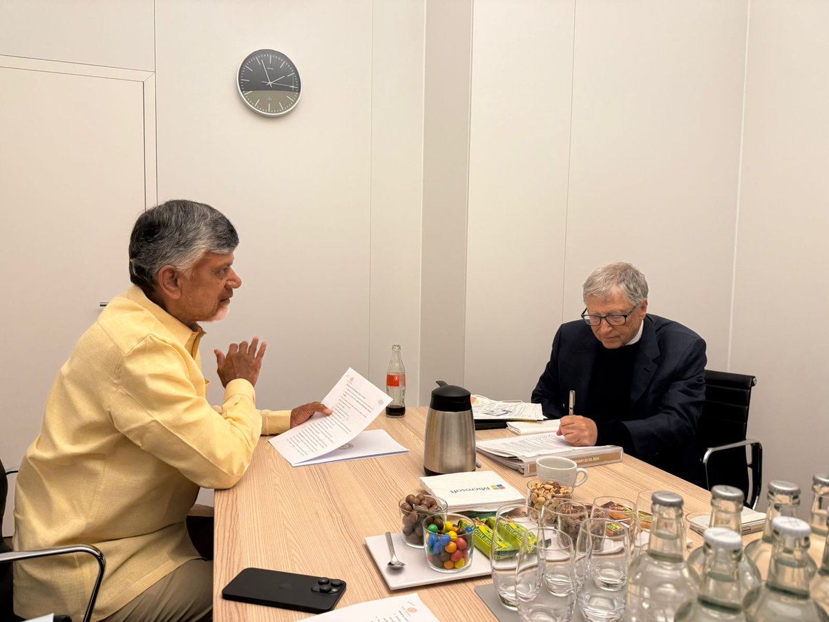 N Chandrababu Naidu (@ncbn) on Twitter photo Back in 1995- IT
Now in 2025-AI
A pleasure reconnecting with Mr <a href="/BillGates/">Bill Gates</a> after many years! <a href="/BMGFIndia/">Gates Foundation India</a> #InvestInAP #WEF2025 Back in 1995- IT
Now in 2025-AI
A pleasure reconnecting with Mr <a href="/BillGates/">Bill Gates</a> after many years! <a href="/BMGFIndia/">Gates Foundation India</a> #InvestInAP #WEF2025