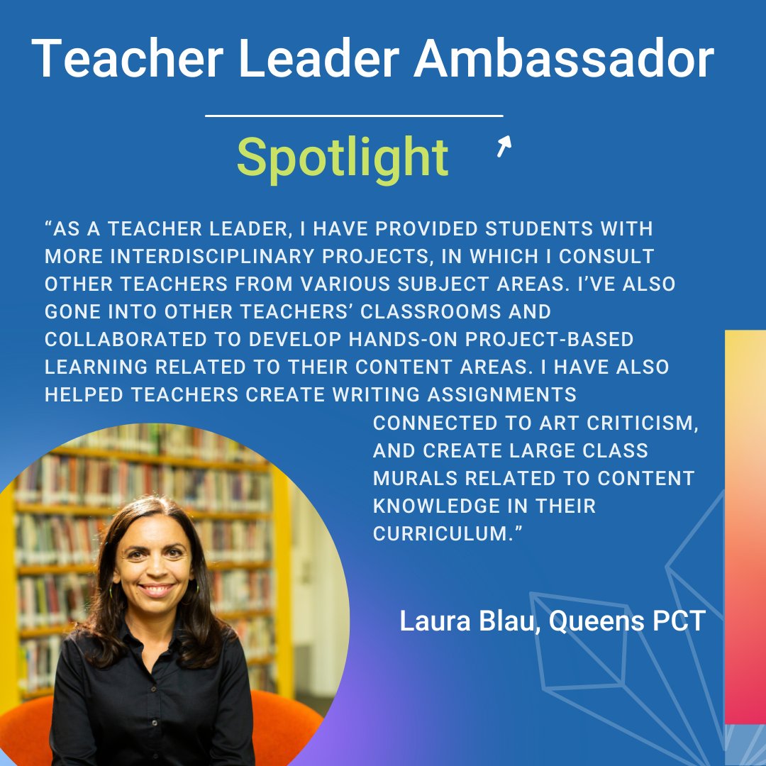 📣 The TCP application is OPEN &amp; teacher leaders, like Laura, are available to chat with NYC teachers about the opportunity to become teacher leaders. Schedule a meeting today! bit.ly/3EwaUXt