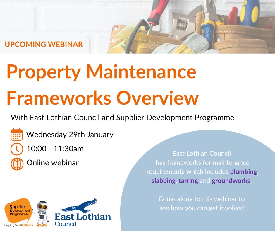 PLEASE NOTE THE AMEND ON THIS - plumbing suppliers needed instead of electrical/heating. 

ow.ly/U7s950Uu6VZ

Any queries contact cwb@eastlothian.gov.uk

#BGEastLothian
#lothianschamber
#fsb_policy
