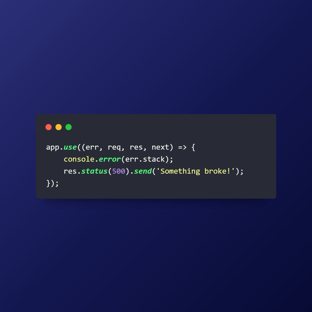 Smart_Snippet's tweet image. 🌐 Handle errors gracefully in Express. 

#ErrorHandling #ExpressJS #SmartSnippet #AllDayDSK
