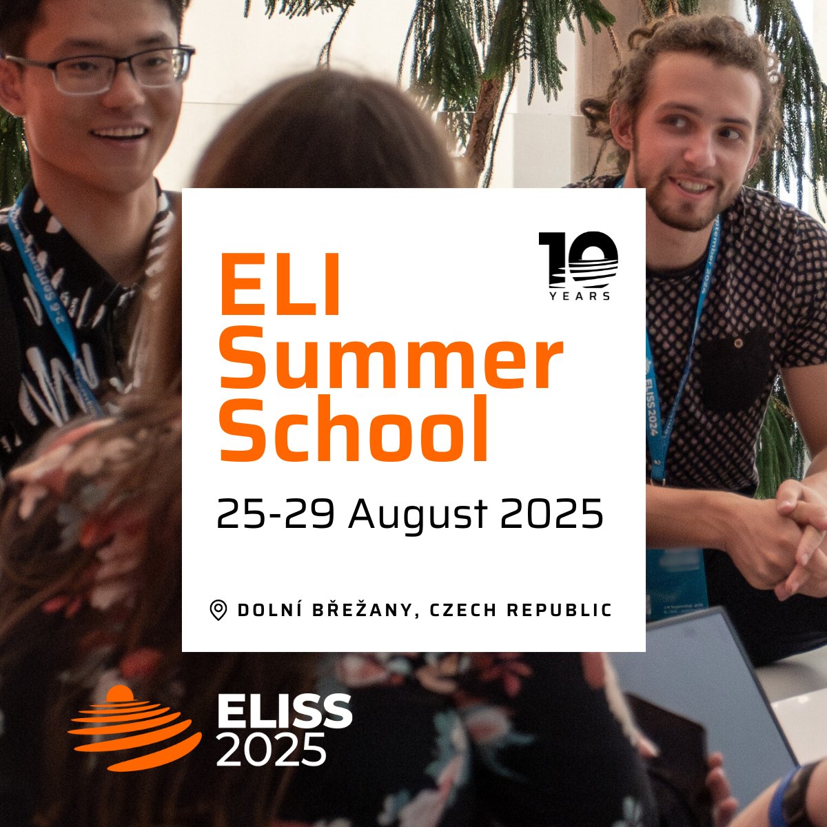#Registration is now open for ELISS 2025! Join us for the 10th edition of the <a href="/ELI_laser/">ELI</a> Summer #School! 
🗓️ 25–29 August 2025 
📍 Dolní Břežany, Czech Republic
Hands-on learning, cutting-edge #laser #science, #networking with experts, and more! 
🔗 bit.ly/40Dh4Bq