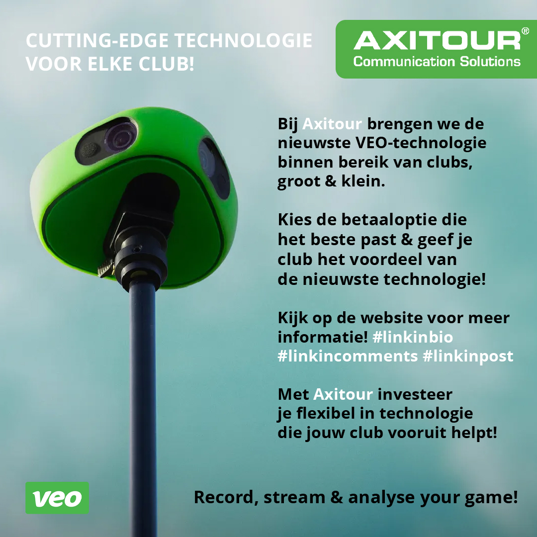 📷 Axitour presenteert met trots: De VEO CAM 3! 📷

De cameraoplossing voor wedstrijdregistratie, live streaming, spelanalyse &amp; meer! Bij Axitour brengen we de nieuwste VEO-technologie binnen bereik van clubs, groot &amp; klein. 

Meer informatie of bestellen?
axitour.nl/veo-video/