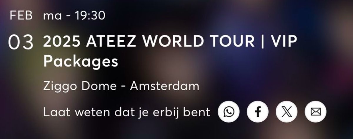 #WTS  ⚠️ATEEZ WORLD TOUR 2025 -
I'm selling 2 Sector VIP tickets for the concert in Amsterdam
ZIGGO DOME - 3 FEB 2025
#ATEEZWorldTour2025 #ATEEZinEurope #ATEEZinAmsterdam #TowardsTheLight #wtsateez #wts