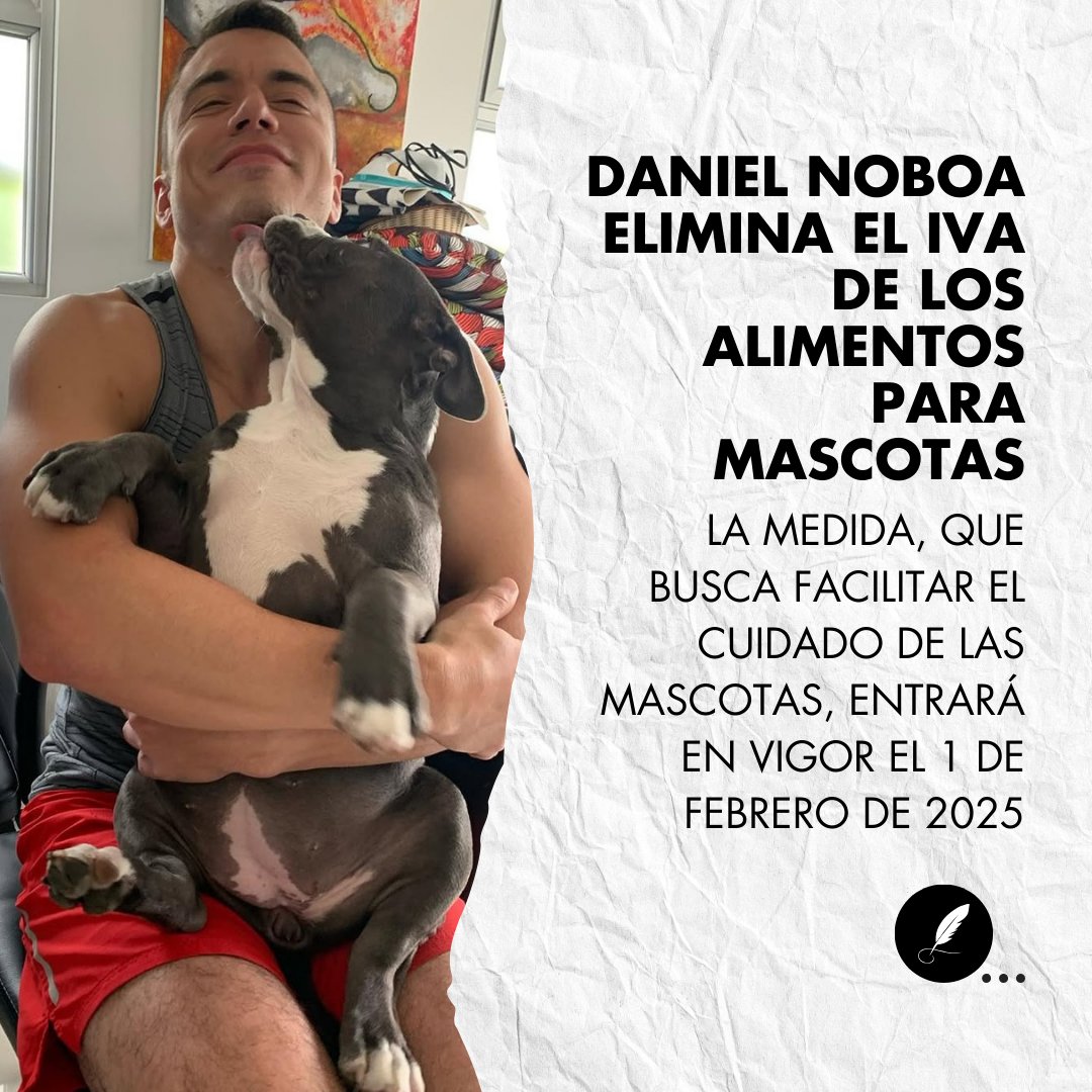 El presidente Daniel Noboa anunció este miércoles 22 de enero de 2025, a través de una publicación en su cuenta de Instagram, la eliminación del IVA en los alimentos para mascotas. La decisión, que ha sido aplaudida por su comunidad, entrará en vigencia el próximo 1 de febrero.