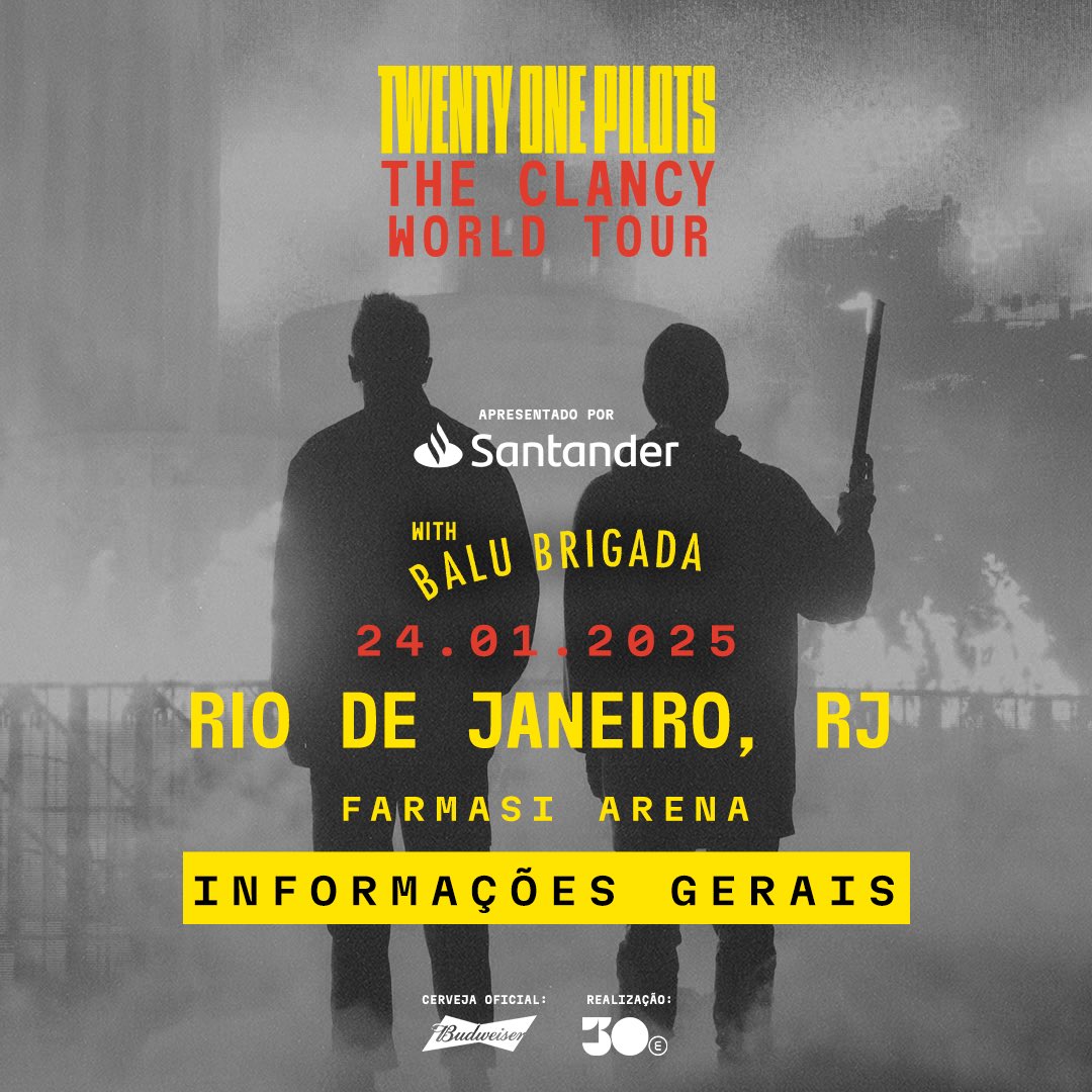 Rio, vocês estão preparados? 🤩 Confira nesta thread tudo o que vocês precisam saber para curtir o espetáculo do <a href="/twentyonepilots/">twenty one pilots</a> dessa sexta, 24/01! 😉