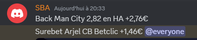 SureBetAcces's tweet photo. et un second surebet mais celui la on le garde pour nos membres 🤑

#TeamParieur #TeamParieurs https://t.co/OXByGbWXxZ