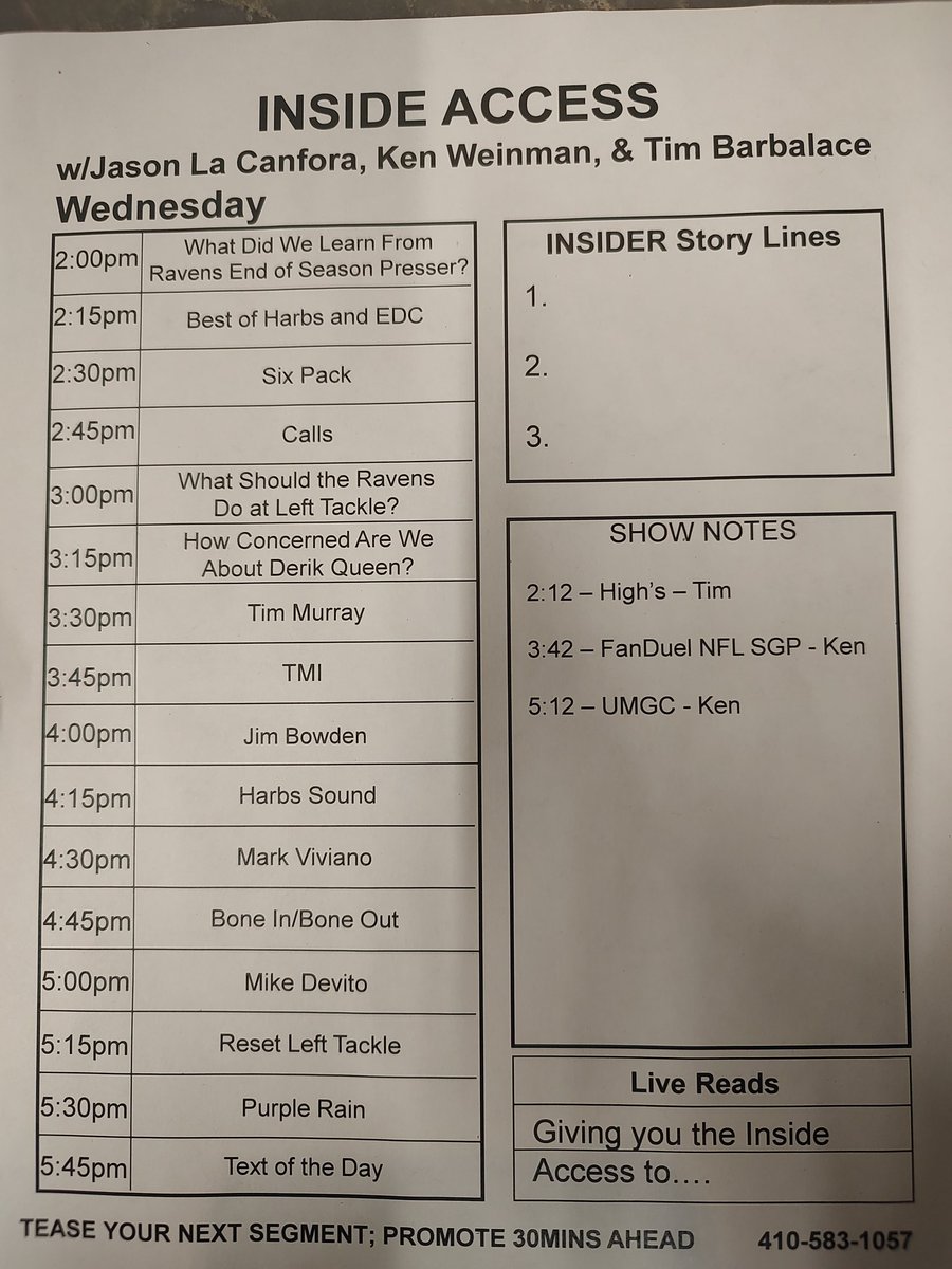 InsideAccess1057 (@ia1057thefan) on Twitter photo What did we learn from EDC/Harbs? Ronnie back? Hmm? Andrews dealt? Hmm. what needs to get addressed on defense? <a href="/MarkWJZ/">Mark Viviano</a> reads tea leaves with us.bCan Terps get it going? We ask <a href="/1TimMurray/">Tim Murray</a>. <a href="/JimBowdenGM/">Jim Bowden⚾️</a> on tepid O's offseason. <a href="/MikeDeVito70/">Michael DeVito</a> on possible KC three peat. Listen 2-6 What did we learn from EDC/Harbs? Ronnie back? Hmm? Andrews dealt? Hmm. what needs to get addressed on defense? <a href="/MarkWJZ/">Mark Viviano</a> reads tea leaves with us.bCan Terps get it going? We ask <a href="/1TimMurray/">Tim Murray</a>. <a href="/JimBowdenGM/">Jim Bowden⚾️</a> on tepid O's offseason. <a href="/MikeDeVito70/">Michael DeVito</a> on possible KC three peat. Listen 2-6