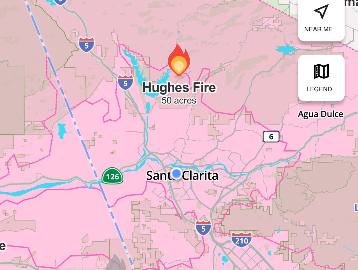 Bummer! Watch Duty reports Hughes Fire near Castaic is growing rapidly, and is currently 50-100 acres.