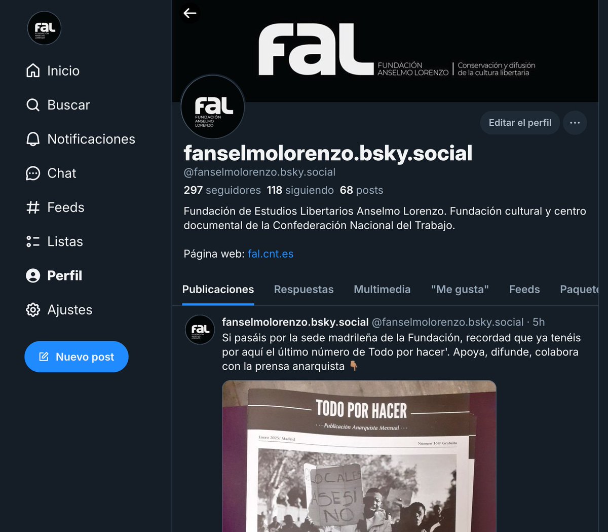 En la FAL estamos debatiendo acerca de qué hacer con nuestra cuenta en Twitter (o X, como se llama ahora). Mientras tomamos una decisión definitiva, os animamos a seguirnos en Bluesky 👇