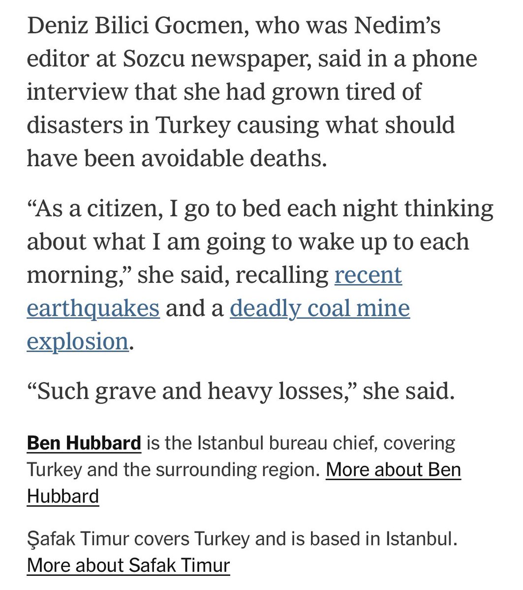 Grand Kartal faciası ve kaybettiğimiz yazarımız Dr. Nedim Türkmen hakkında The New York Times’a verdiğim demeç

nytimes.com/2025/01/22/wor…