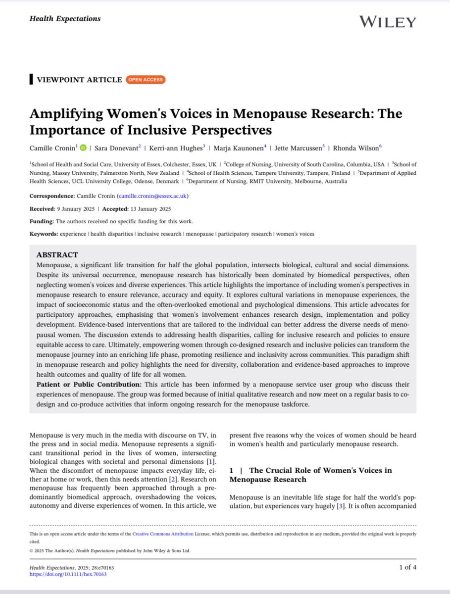 Professor Camille Cronin (@camillecronin) on Twitter photo The voice of women in women’s health and research is even more important now see paper below ⬇️ #menopause #research <a href="/RhondaWilsonMHN/">Prof Rhonda Wilson CMHN #MHNurseProud</a> <a href="/bidwell_gemma/">Gemma Jane Bidwell</a> <a href="/vjoffe/">Professor Victoria Joffe</a> <a href="/WinEboh/">WinifredEboh</a> #OpenAccess onlinelibrary.wiley.com/doi/epdf/10.11… The voice of women in women’s health and research is even more important now see paper below ⬇️ #menopause #research <a href="/RhondaWilsonMHN/">Prof Rhonda Wilson CMHN #MHNurseProud</a> <a href="/bidwell_gemma/">Gemma Jane Bidwell</a> <a href="/vjoffe/">Professor Victoria Joffe</a> <a href="/WinEboh/">WinifredEboh</a> #OpenAccess onlinelibrary.wiley.com/doi/epdf/10.11…