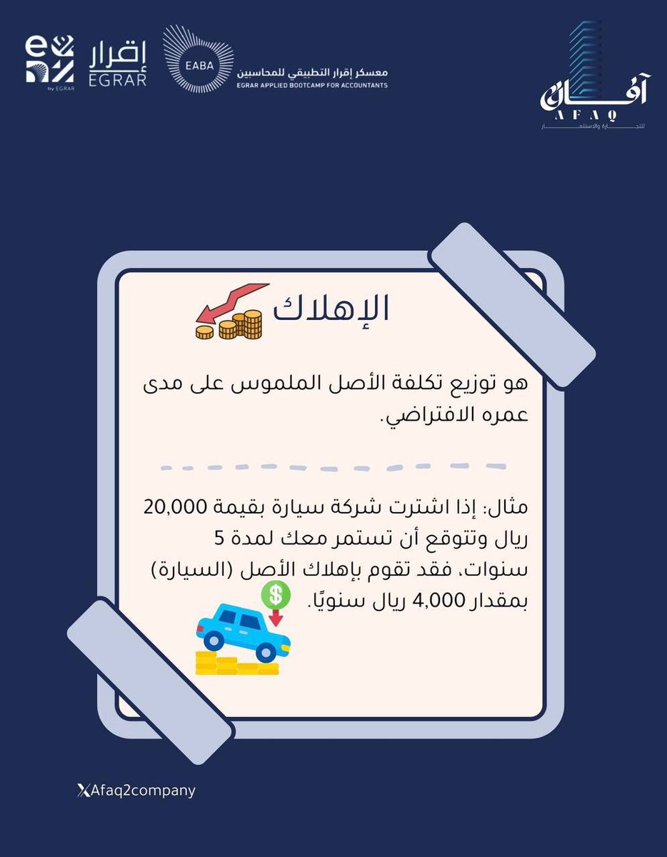 حساب الإهلاك من أهم المعلومات المحاسبية اللي لازم يعرفها كل محاسب👌🏻مثال على طريقة حساب القسط الثابت 👇🏻🌟
#معسكر_اقرار_التطبيقي_للمحاسبين #عيش_المحاسبة