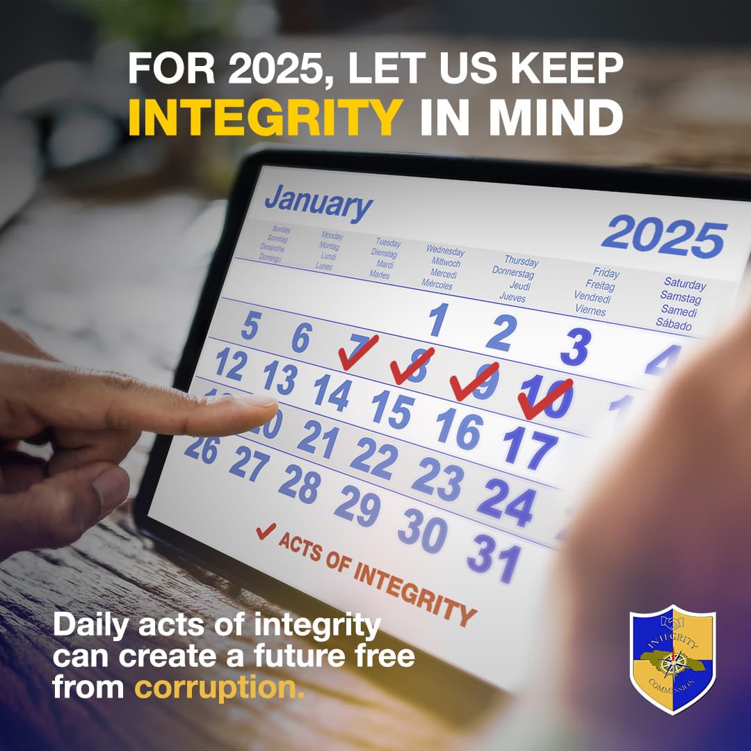integrityja's tweet photo. Every small act of integrity helps to create a future that is free from corruption. Letโs make integrity a daily habit and build a society that has a foundation of honesty, fairness, and transparency at its core.
#IntegrityMatters
#NewYearNewIntegrity
#BuildABetterFuture
#Honesty
#Transparency
#EndCorruption
#2025