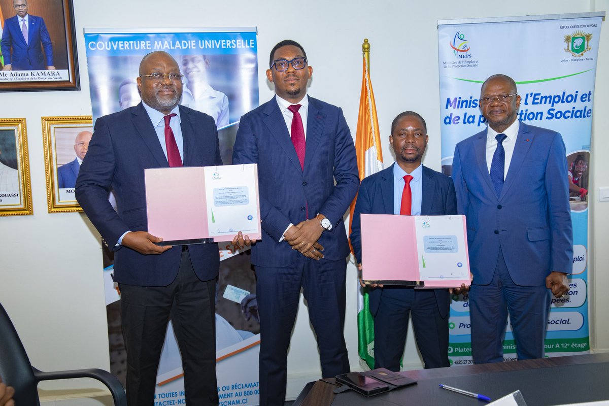 ✅️ Ce Mercredi 22 janvier 2025|  Signature des Conventions 💥 entre la CNAM et les Responsables des Organes de presse Nationaux 🇨🇮 au Cabinet du <a href="/mepsCI/">Ministère Emploi et Protection Sociale CI</a> <a href="/MeAdamaKamara/">Maître Adama Kamara</a>
