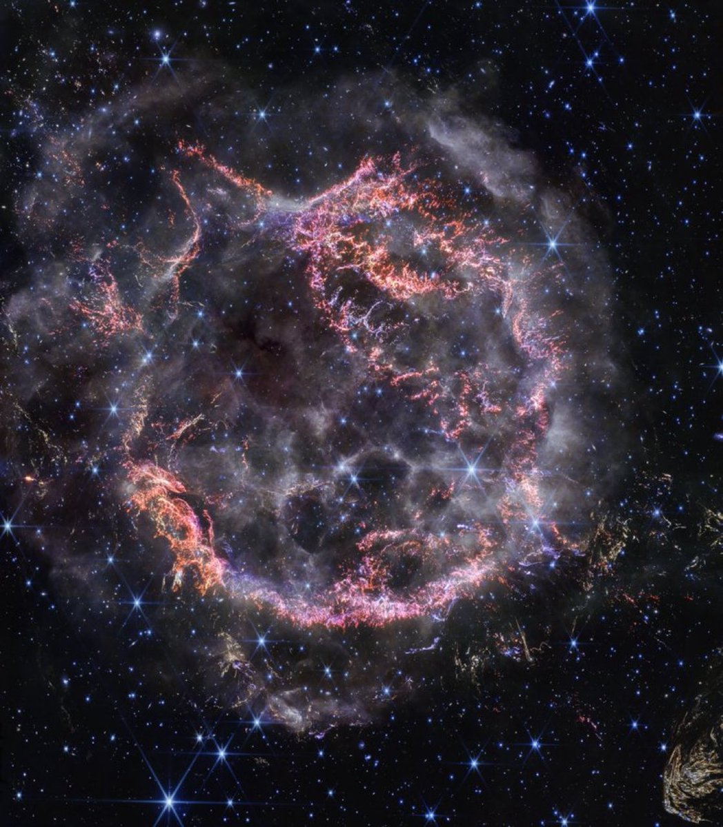 Supernova nucleosynthesis is the synthesis of chemical elements in supernova explosions.

We all come from something this beautiful.

Supernova Remnant Cassiopeia A captured by the James Webb Space Telescope.

[🔭 NASA, ESA, CSA, STScI]