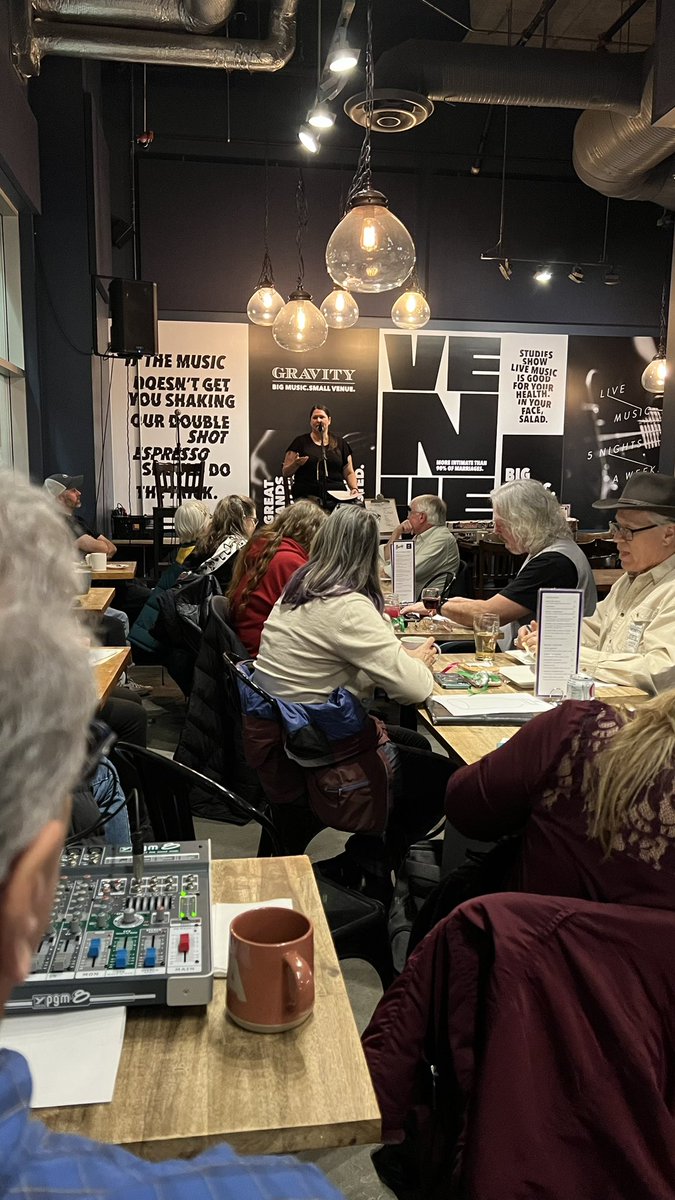 YYCSongsmiths's tweet photo. Our 1st session of 2025 kicked off the year perfectly with an amazing presentation from @jonidelaurier on planning for success (and exactly how to do that)..along with a jam packed @Cafegravity full of stellar #songwriting. We do it all again next month…join us! (Link in bio) https://t.co/GkYP0nMuA2