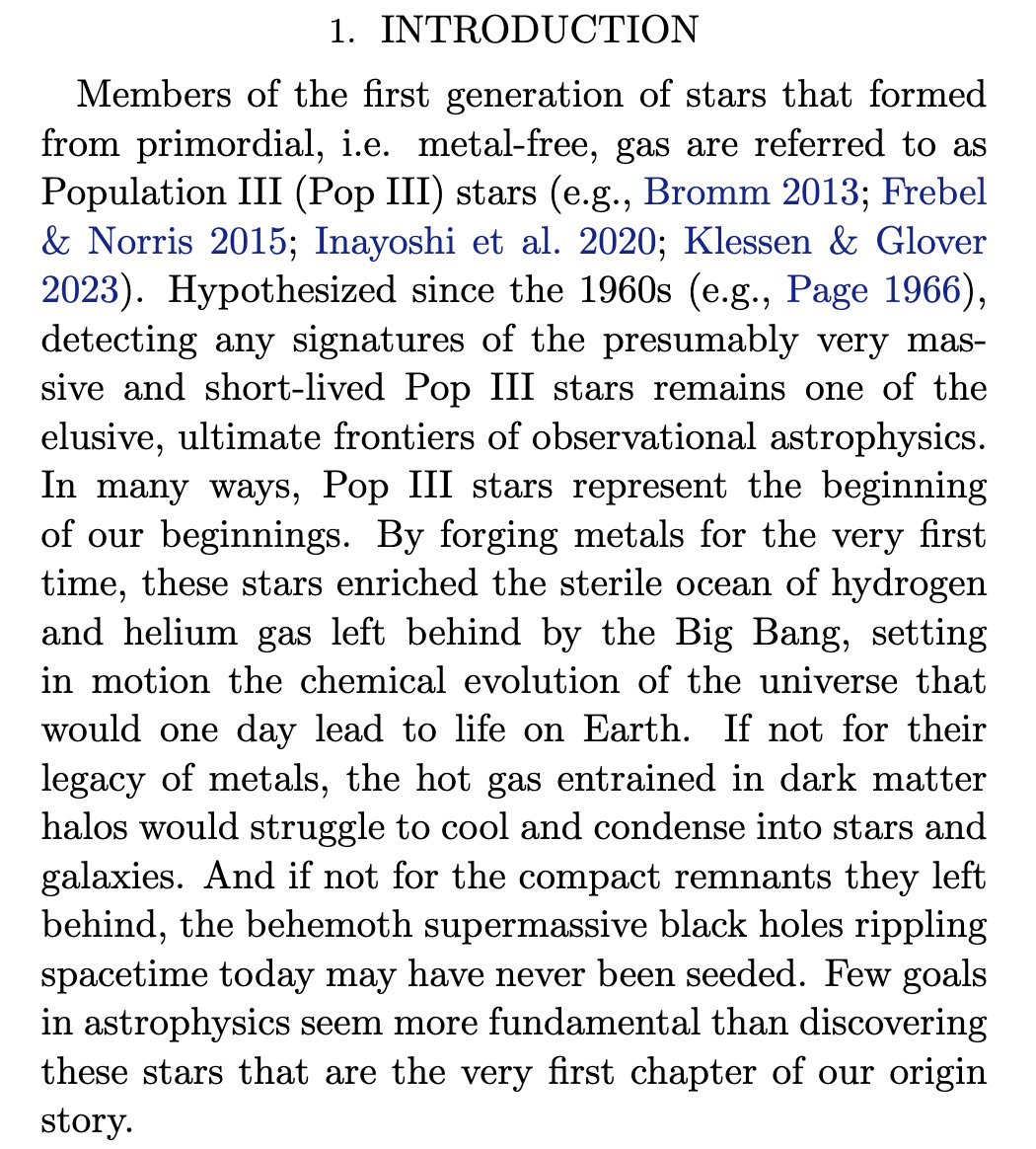 Paper day! We report a compelling candidate for a Pop 3 galaxy! Pop 3 here refers to the very first generation of stars formed out of primordial material left over after the Big Bang. arxiv.org/abs/2501.11678