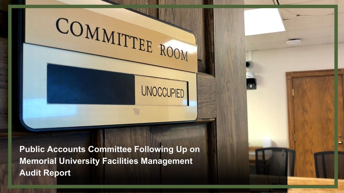 Public Accounts Committee Following Up on Memorial University Facilities Management Audit Report. View the full release here: buff.ly/4gaHMWP #NLLeg