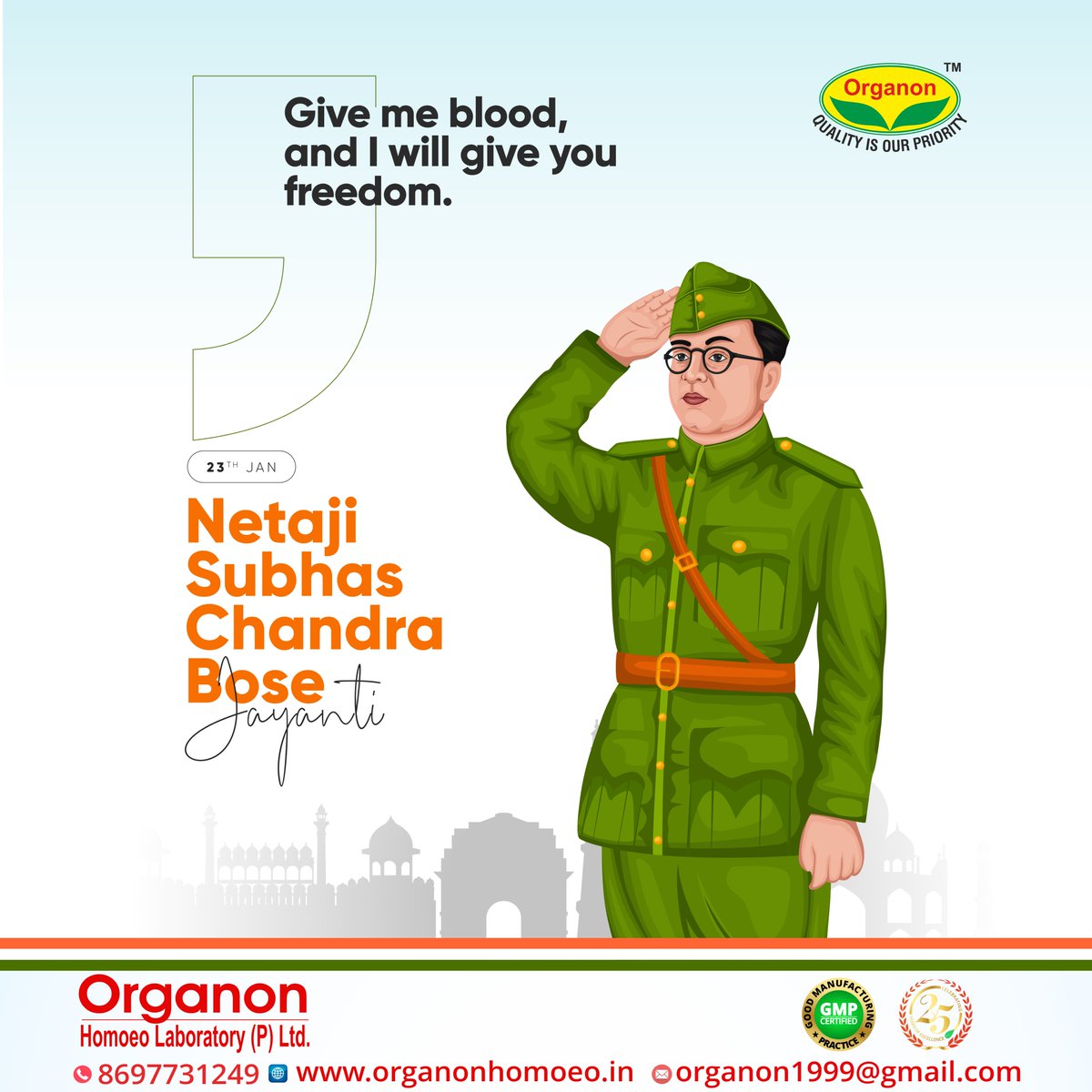 OrganonPvt's tweet photo. @everyone
128th birth anniversary of Netaji Subhas Chandra Bose - 23 jan
#Netaji
#NetajiSubhashChandraBose
#bose
#23january
#freedomfighter
#ajadhind
#SubhashChandraBose
#NationalHero
#indian https://t.co/cuErBR8Vzg
