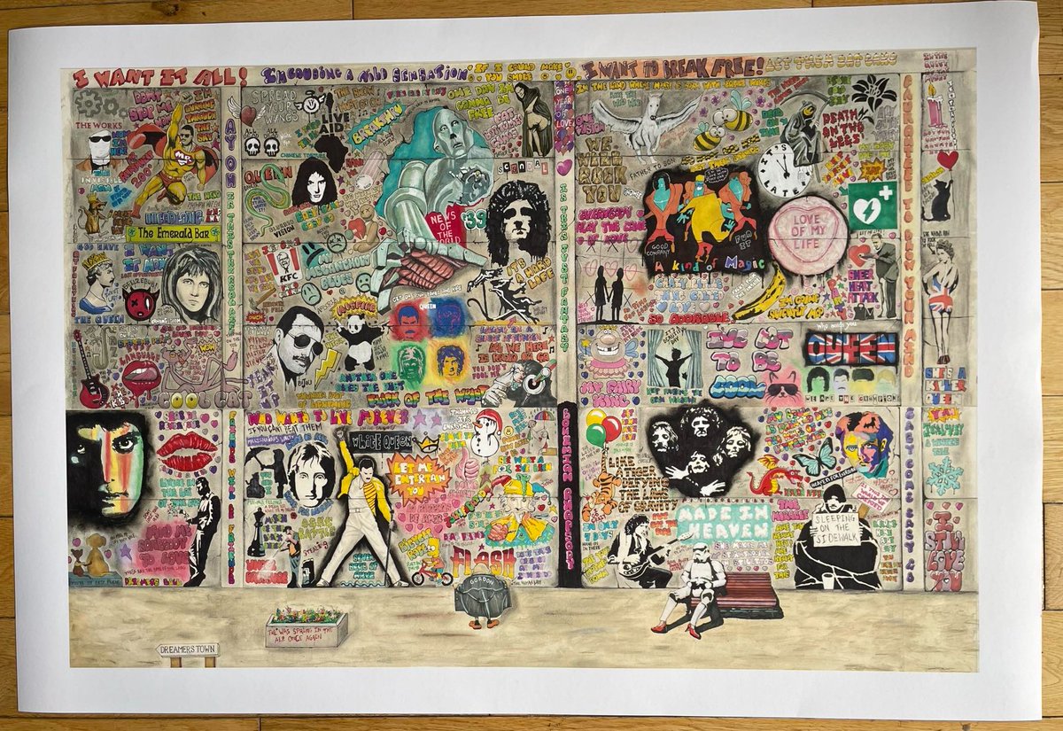 JanetHalmshaw's tweet photo. @Sophia_Nyx March of the Black Queen - here is my tribute #queen #art #walart #music #70s #80s #freddiemercury https://t.co/I1Zj9byPRg