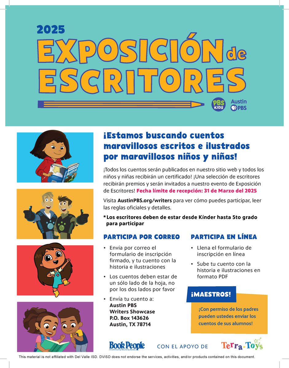 Do you have a student that is in Kindergarten thru 5th grade?  PBS KIDS and Austin PBS are having a Writers Showcase.  Please see flyer below for more information. #behde #hdeproud #hdehounddogs #teamhounddogs