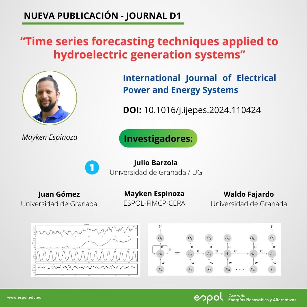Centro de Energías Renovables y Alternativas (@ceraespol) on Twitter photo 📢Felicitamos a nuestro investigador <a href="/maus_s/">Mayken Espinoza-Andaluz ⚛</a>, Docente <a href="/espolfimcp/">FIMCP - ESPOL</a>, por su contribución en un estudio sobre técnicas de pronóstico de series aplicadas a sistemas de generación hidroeléctrica, publicado en el Journal (JEPE) - D1.
🔗Más información:
bit.ly/40LQpTi 📢Felicitamos a nuestro investigador <a href="/maus_s/">Mayken Espinoza-Andaluz ⚛</a>, Docente <a href="/espolfimcp/">FIMCP - ESPOL</a>, por su contribución en un estudio sobre técnicas de pronóstico de series aplicadas a sistemas de generación hidroeléctrica, publicado en el Journal (JEPE) - D1.
🔗Más información:
bit.ly/40LQpTi