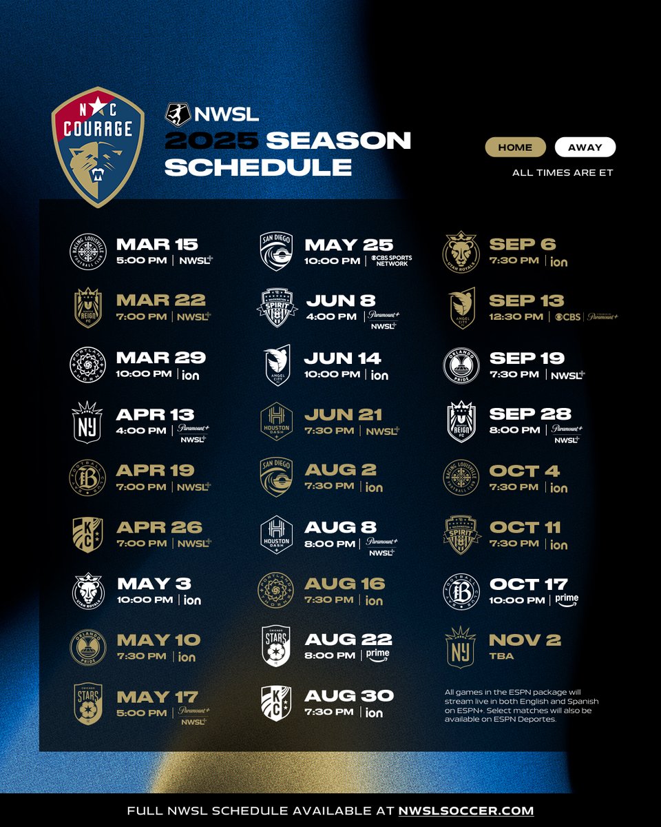 The roar gets louder in 2025 🦁

North Carolina Courage’s season schedule has arrived!