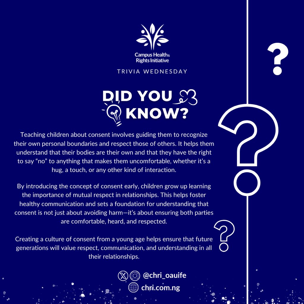 Chri_oauife's tweet photo. Teaching consent starts with the little ones! 🌱. Let’s raise a generation that knows the power of saying ‘yes’ and ‘no’—and respecting both.
#ConsentIsKey #TeachRespect #BoundariesMatter #CHRITriviaWednesday https://t.co/QPLAU8k2Ko