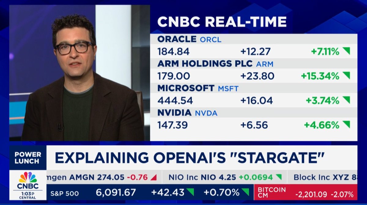 DarkWebWarrior's tweet image. To my Surprise CNBC Panel discussing the Trump announced Stargate Project Yesterday admitting its not a new Project, its been in the works for months.  Its one of President Bidens Chips and Infrastructure Act Projects, nothing new..  Trumps going to be pissed 🤣😂😅