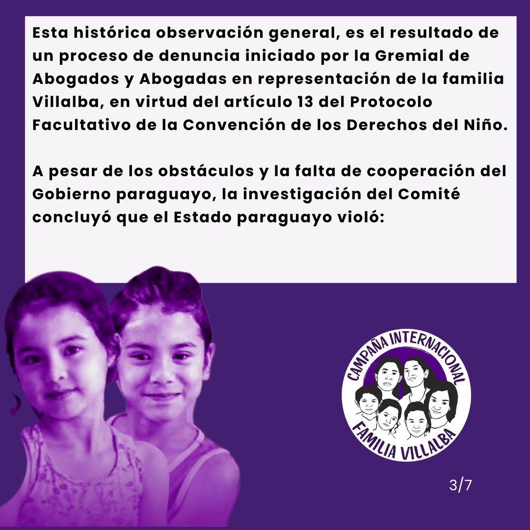 CIFliaVillalba's tweet photo. 🧵La ONU responsabiliza al Estado paraguayo por el asesinato de Lilian y María Villalba, niñas víctimas de un operativo militar.

 Justicia y solidaridad con la familia Villalba. https://t.co/FXORuDOU2u