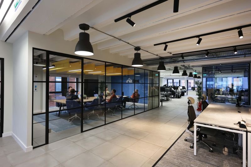 Massive transformation of this work space in #Manchester City Centre! Ceilings from black to white all painted by hand with brush and roller! Hard work has really paid off on this one and the client is thrilled with the finish! <a href="/DTHPainting/">DTH Decorating Ltd</a> 07595520638