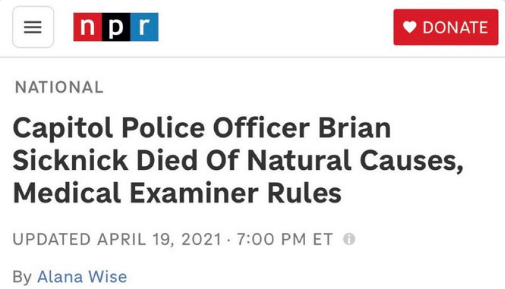 LFoolride's tweet photo. Even NPR told the truth about #Sicknick's death. So stop lying about it. https://t.co/qnOu0IddHJ