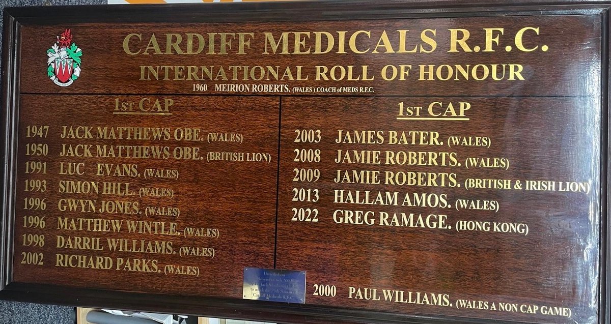 Privileged to be on the <a href="/CardiffMedsRFC/">CardiffMedsRFC</a> honours board. Named alongside inspirational people within the club, sport and medical field.