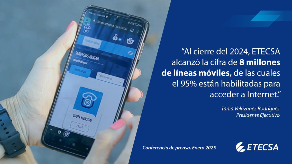 En los últimos años hemos experimentado un crecimiento sostenido de clientes 👥 con acceso al servicio móvil 📱 y a la conexión por datos 📶, impulsando el proceso de #TransformaciónDigital en nuestro país. 
#EtecsaConCuba 🇨🇺